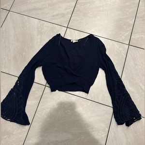Navy blue long sleeve crop top size small